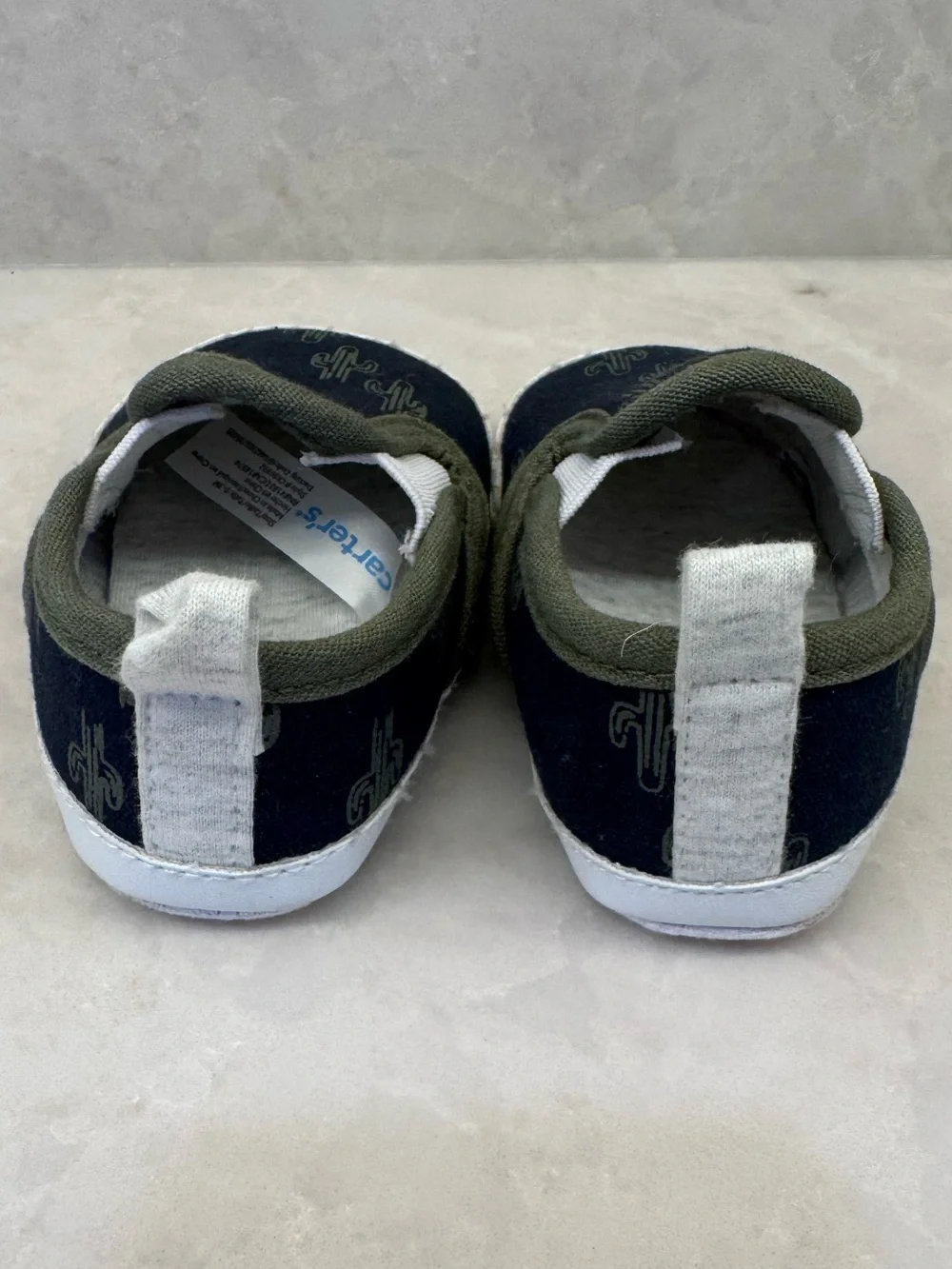 carter's Navy & Olive Cactus Slip-On Baby Booties